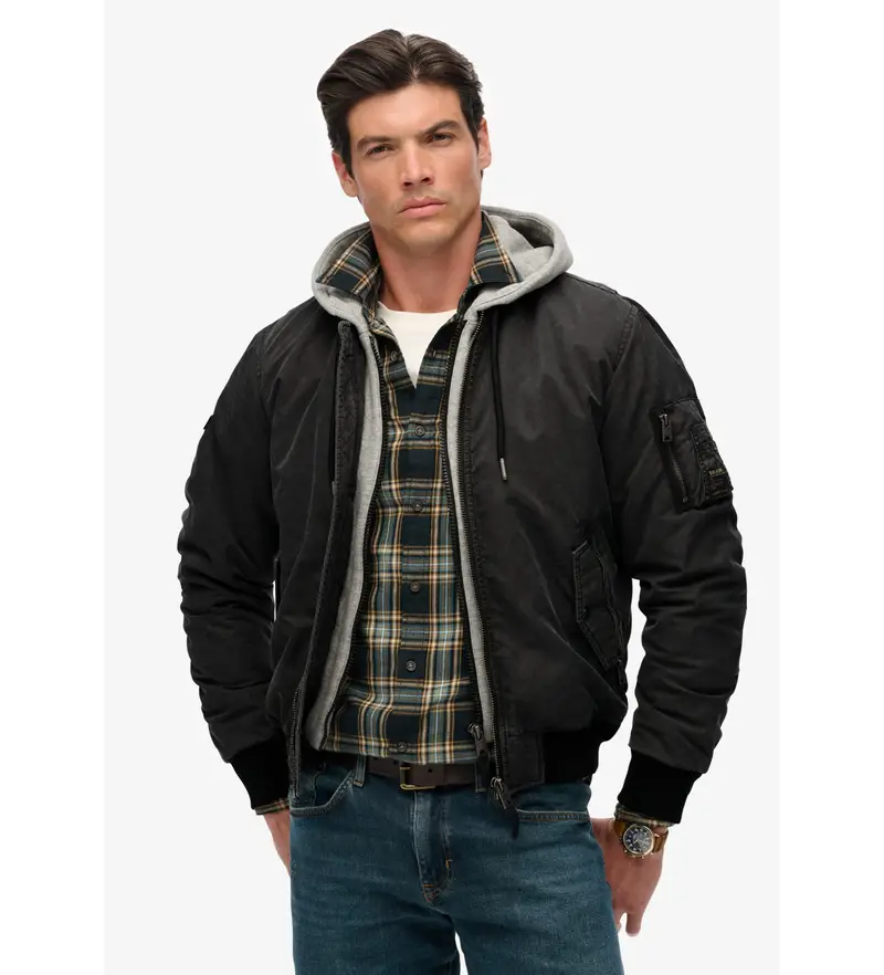 per uomo. M5012080A Giubbotto bomber militare nero (XXL), Casual, Nylon
