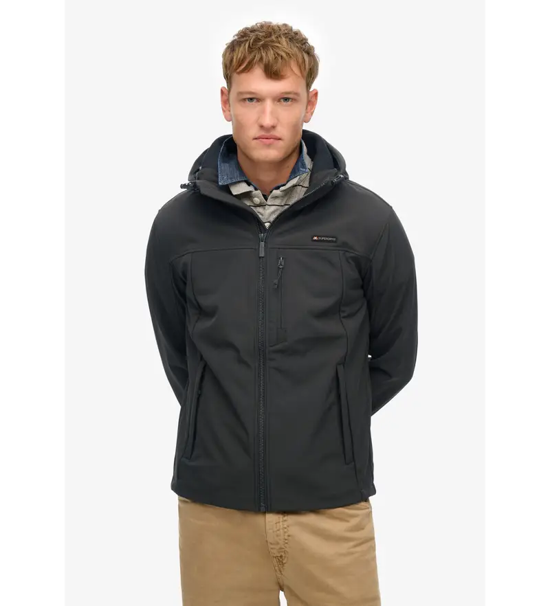 per uomo M5012103A Giacca softshell nera con cappuccio Trekker (S), Nero, Casual, Poliestere