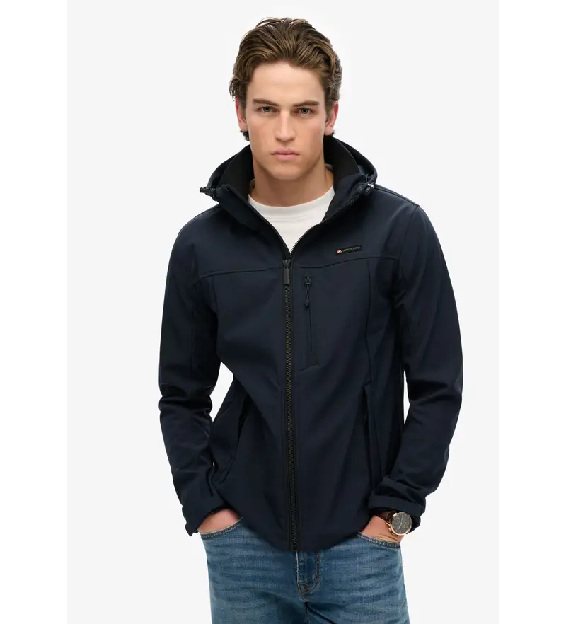 per uomo M5012103A Giacca softshell Trekker blu scuro con cappuccio (S), Casual, Poliestere, Navy