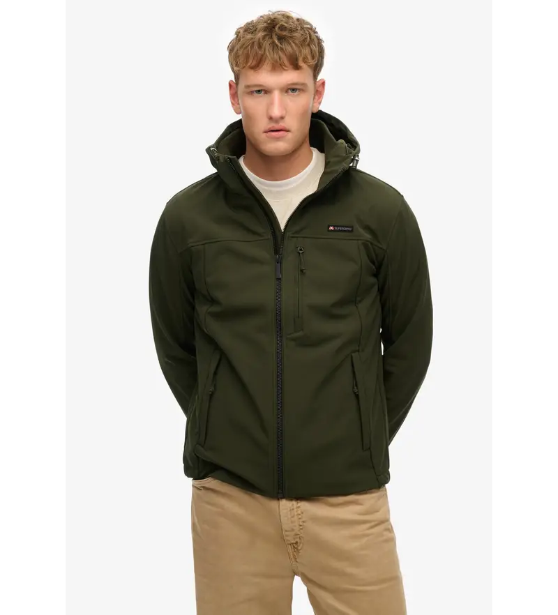 per uomo. M5012103A Giacca softshell Trekker verde con cappuccio (XXL), Casual, Poliestere