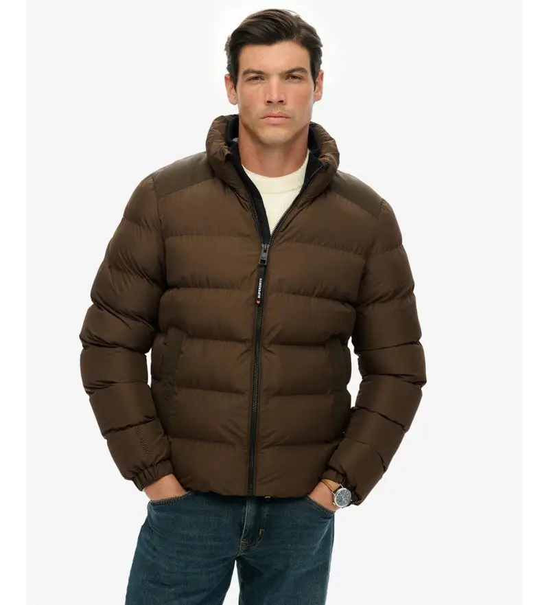 per uomo M5012287A Giacca sportiva imbottita marrone (L), Casual, Polister riciclato, Sostenibile