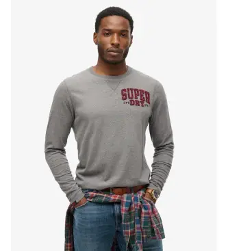 per uomo M6010835A T-shirt a maniche lunghe atletica vintage grigia (S), Casual, Grigio, Cotone, Manica lunga