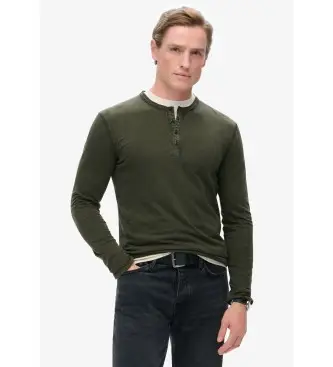 per uomo M6010843A Maglietta verde a maniche lunghe con colletto alla coreana (L), Casual, Cotone, Manica lunga