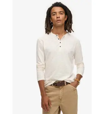 per uomo M6010843A T-shirt bianco sporco con collo da panettiere a maniche lunghe (XXL), Casual, Cotone, Manica lunga