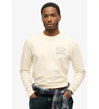 per uomo M6010888A T-shirt Athletic Essential bianco sporco (M), Casual, Cotone, Manica lunga