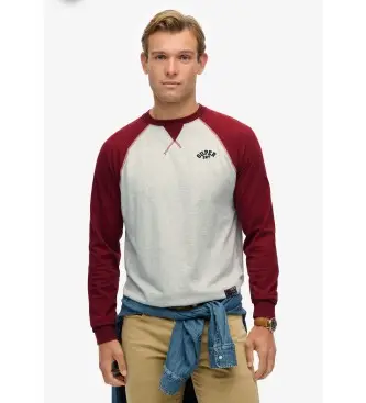 per uomo M6010915A Maglietta rossa da baseball vintage (XL), Rosso, Casual, Cotone, Manica lunga