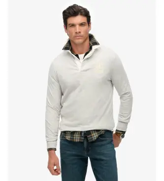 per uomo M6010916A Polo grigia da rugby atletica vintage (M), Casual, Grigio, Cotone, Manica lunga