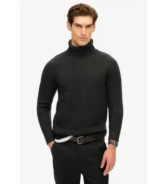per uomo M6110618A Maglione dolcevita nero spazzolato (L), Casual, Poliestere