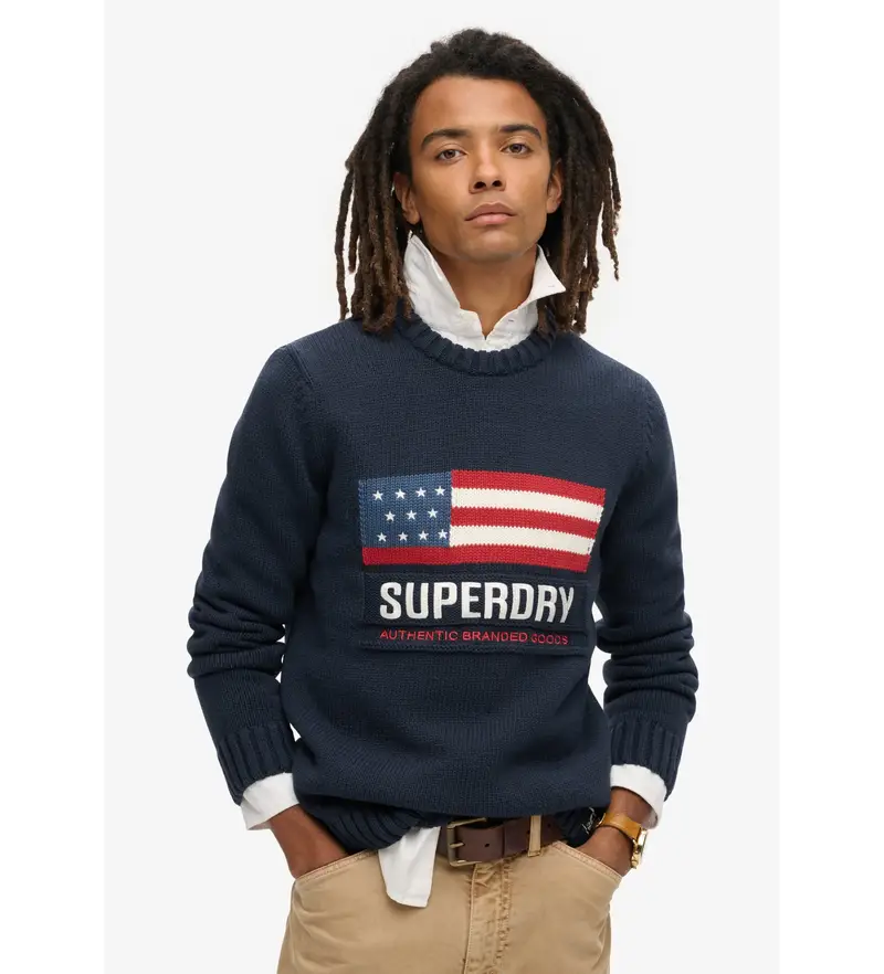 per uomo M6110637A Maglione sportivo vintage blu navy (XXL), Casual, Cotone