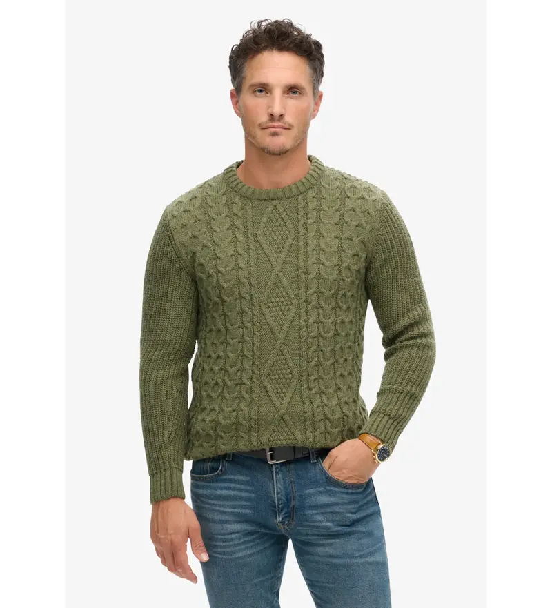 per uomo. M6110638A Maglione lavorato a maglia verde Jacob (L), Casual, Acrilico, Sostenibile