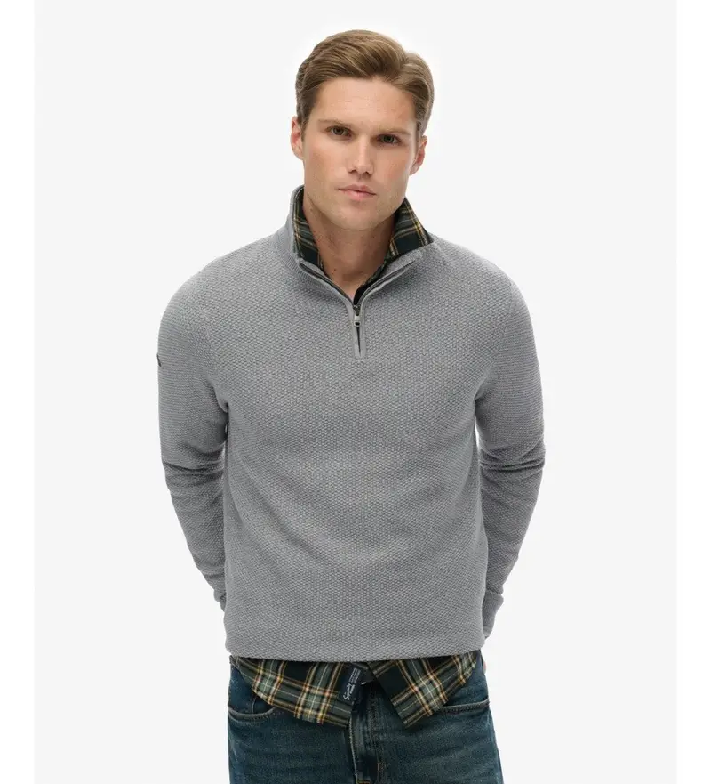 per uomo M6110682A Maglia grigia con trama (XXL), Casual, Grigio, Cotone