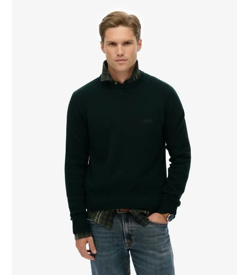 per uomo. M6110689A Maglione in misto lana verde scuro (L), Casual