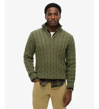 per uomo M6110698A Jersey Jacob Green Cable (L), Casual, Verde, Acrilico, Manica lunga