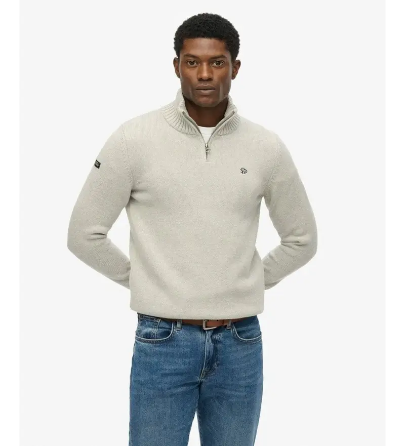 per uomo M6110706A Maglione grigio con collo alla Mao e cerniera (XXL), Casual, Cotone