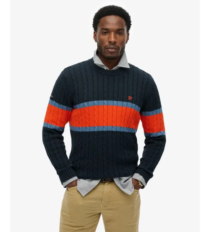 per uomo M6110710A Maglione a righe blu navy (M), Casual, Cotone