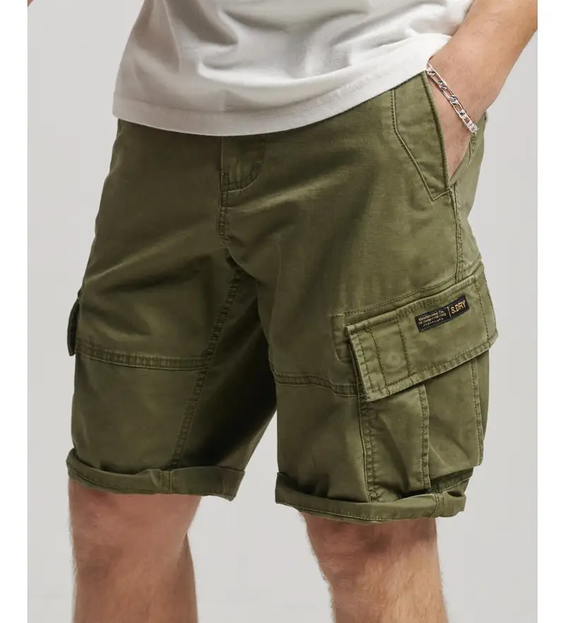 per uomo. M7110300A Pantaloncini cargo in cotone biologico Green Core (28), Casual, Verde, Sostenibile