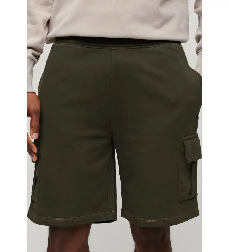 per uomo. M7110425A Pantaloncini cargo verdi con cuciture a contrasto (L), Casual, Verde, Cotone