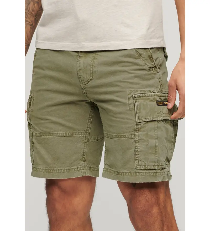 per uomo. M7110434A Pantaloncini cargo pesanti verdi (30), Casual, Verde, Cotone