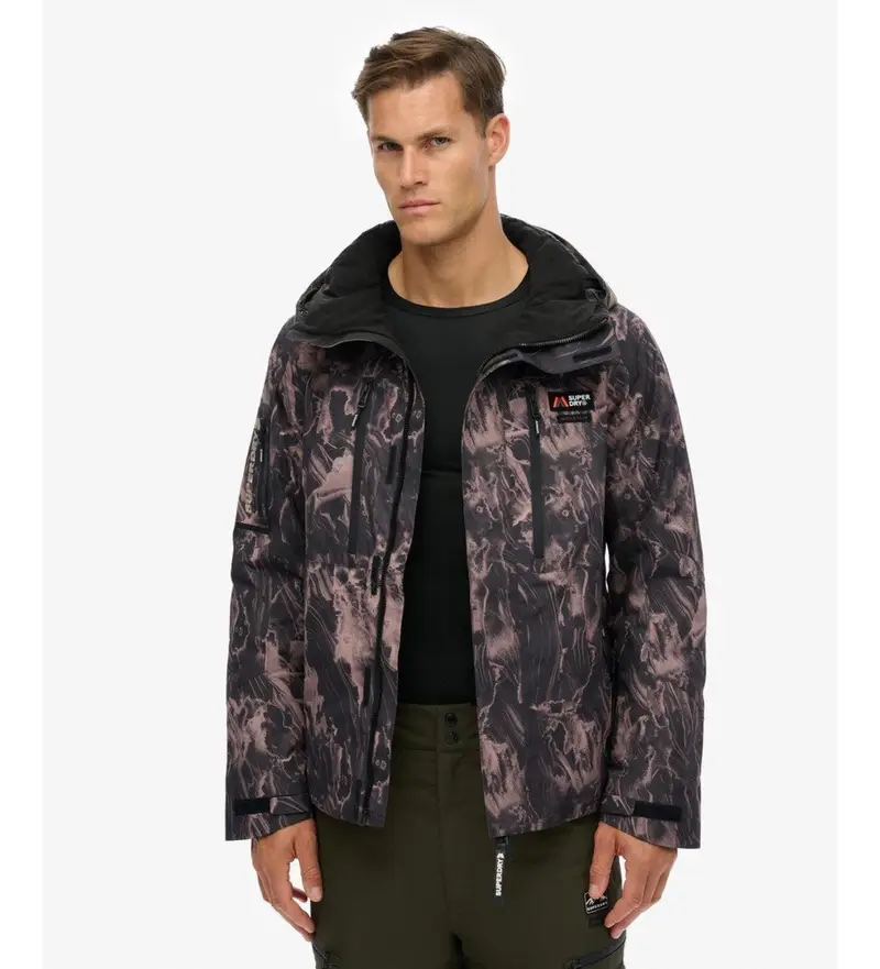 per uomo MS110190A Giacca da sci marrone e nera (L), Nero, Casual, Sportivo, Neve, Polister riciclato, Sostenibile