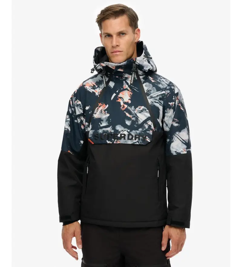 per uomo MS110192A Giacca da sci Freestyle Overhead, nera (L), Nero, Casual, Sportivo, Poliestere, Neve, All aperto