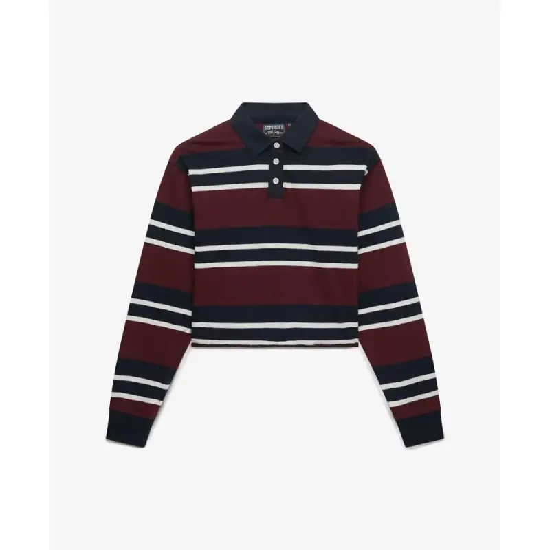 Polo donna a maniche lunghe Superdry Athletic Essentials Stripe