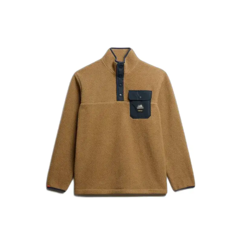 Pullover in pile con colletto a bottoni a pressione Superdry Fuji