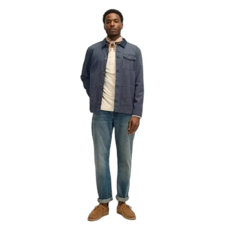 T-shirt a maniche lunghe con colletto alla tunisina Superdry Merchant Grandad Lw