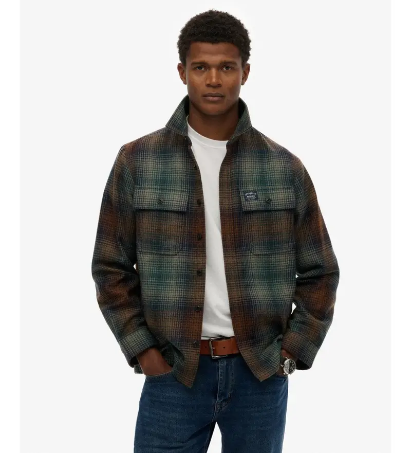 unisex. M4011050A Camicia Miller verde (S), Casual, Poliestere, Manica lunga