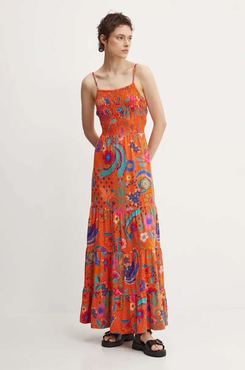 vestito in cotone colore arancione W8011675A-2KA