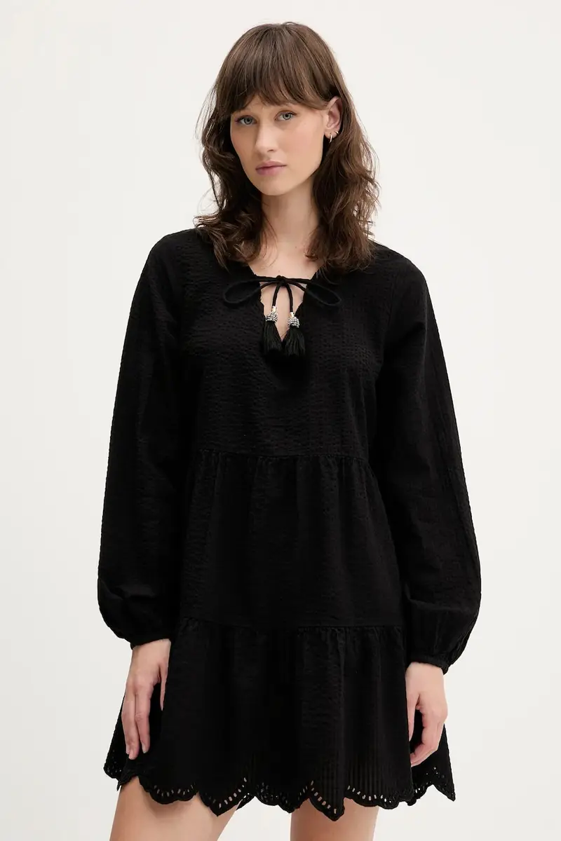 vestito in cotone colore nero W8011914A-02A