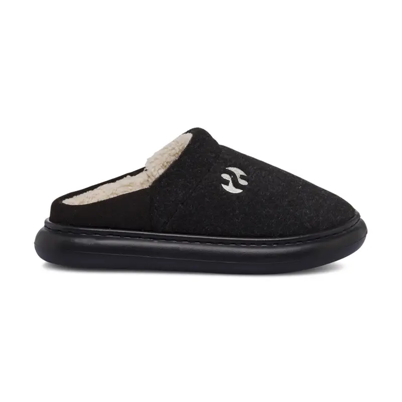 Ciabatte nere da casa con suola platform e logo