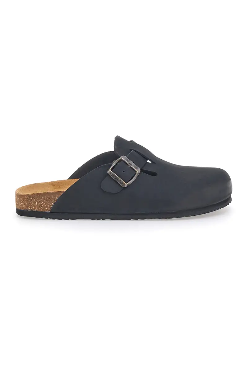 Ciabatte sabot Nere Sottopiede In Vera Pelle SUPERGA S31U384 [NERO]