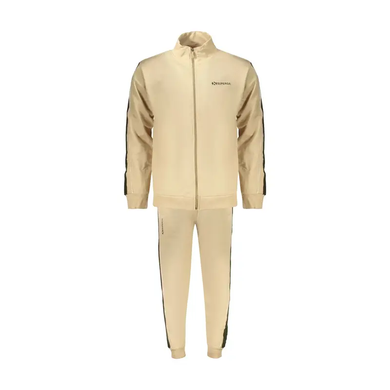 Felpa Tuta Sportiva Uomo Beige Stampa in Rilievo