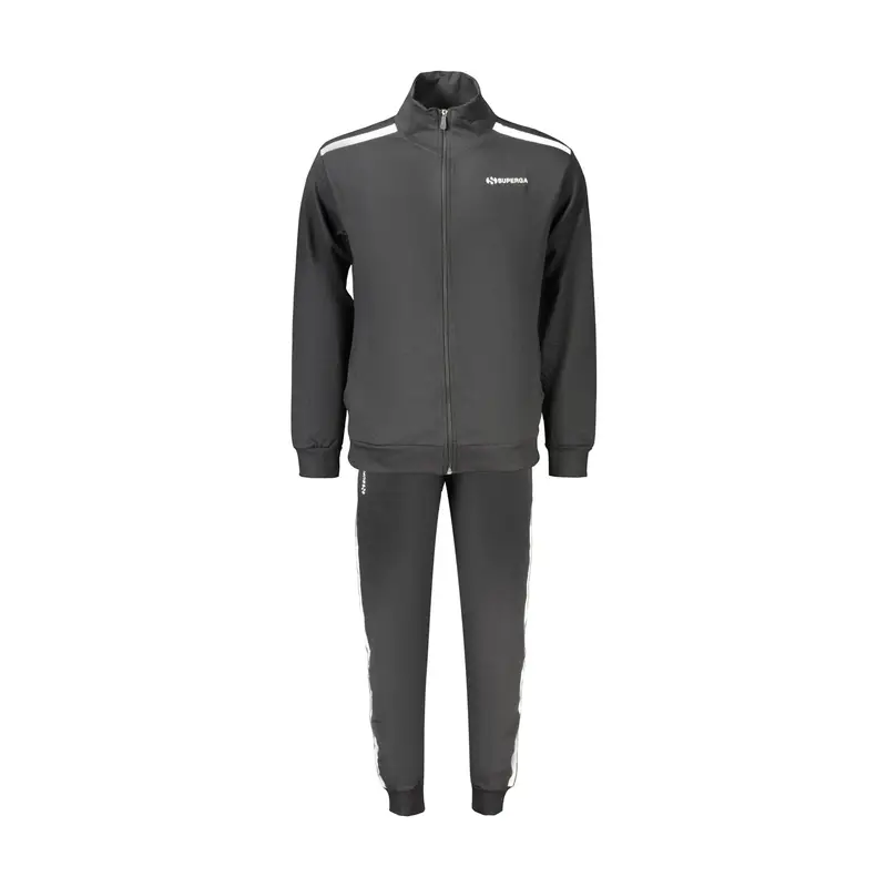 Felpa Tuta Sportiva Uomo Nera Stampa in Rilievo Nero