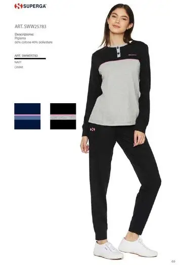 Pigiama donna in jersey di cotone caldo Superga SWW25783