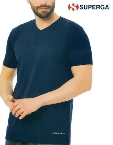 T-shirt scavo a V in cotone elasticizzato Superga SU-165