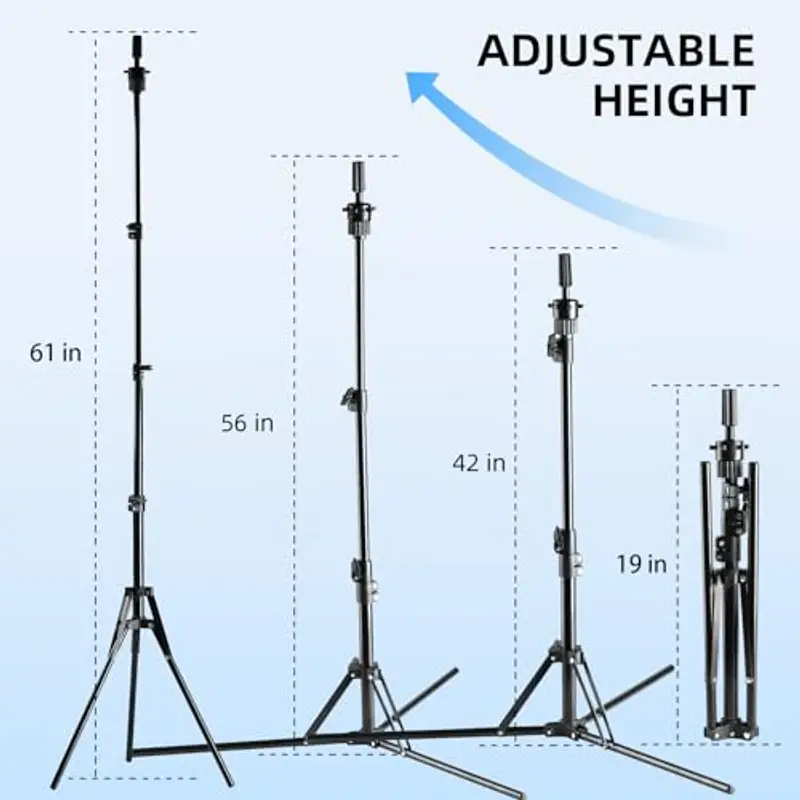 Supporto per parrucca da 19 a 61 pollici, pieghevole, testa di parrucchiere, supporto regolabile per cosmetologia miniatura 2