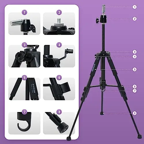 Supporto per parrucca da 52" (132cm), con base antiscivolo, supporto per parrucca regolabile ad alta resistenza, con miniatura 2
