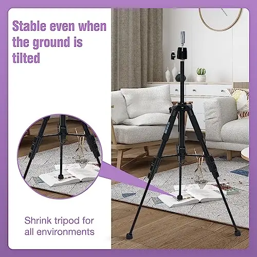 Supporto per parrucca da 52" (132cm), con base antiscivolo, supporto per parrucca regolabile ad alta resistenza, con miniatura 3