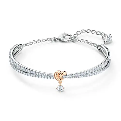 Swarovski Bracciale rigido Lifelong Heart, Cuore, Bianco, Mix di finiture