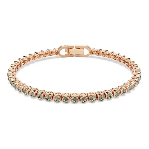 Swarovski Bracciale Tennis Imber Emily, Taglio Round, Nero, Placcato color oro rosa