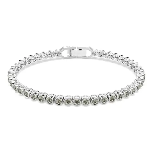 Swarovski Bracciale Tennis Imber Emily, Taglio Round, Nero, Placcato rodio
