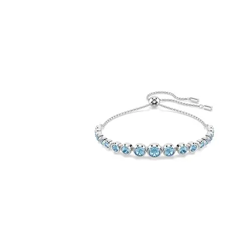Swarovski Bracciale Tennis Imber, Tagli arrotondati misti, Blu, Placcato rodio