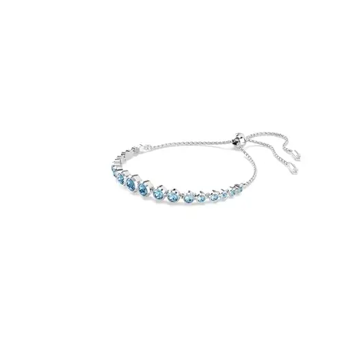 Swarovski Bracciale Tennis Imber, Tagli arrotondati misti, Blu, Placcato rodio miniatura 2