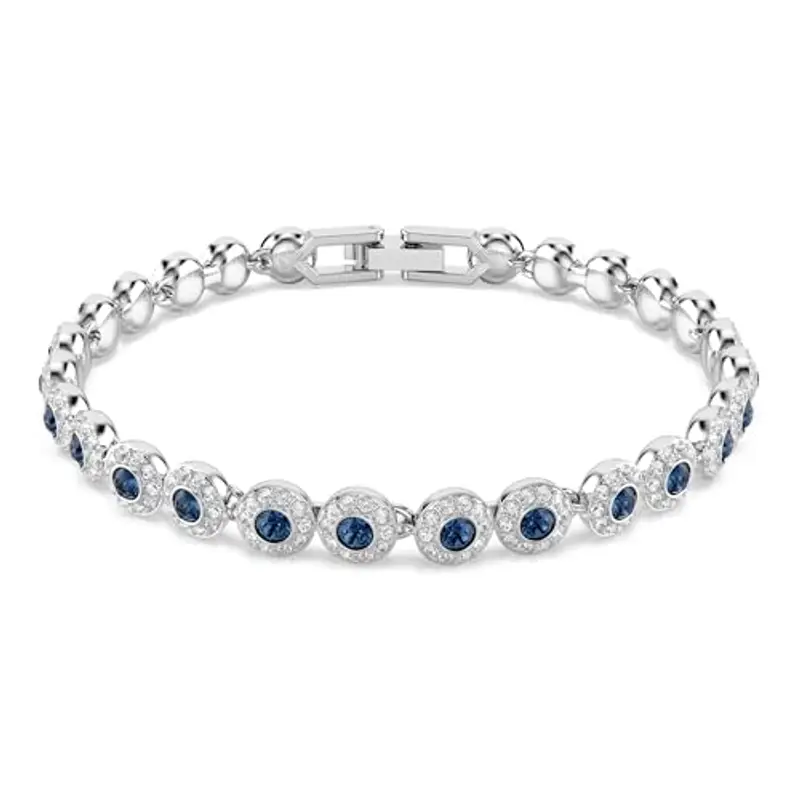 Swarovski Bracciale Tennis Una Angelic, Taglio Round, Blu, Placcato rodio