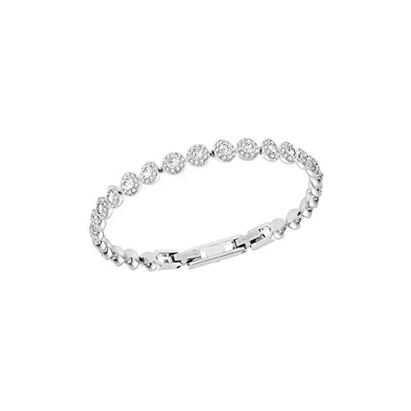 Swarovski Bracciale Tennis Una, Taglio Round, Bianco, Placcato rodio