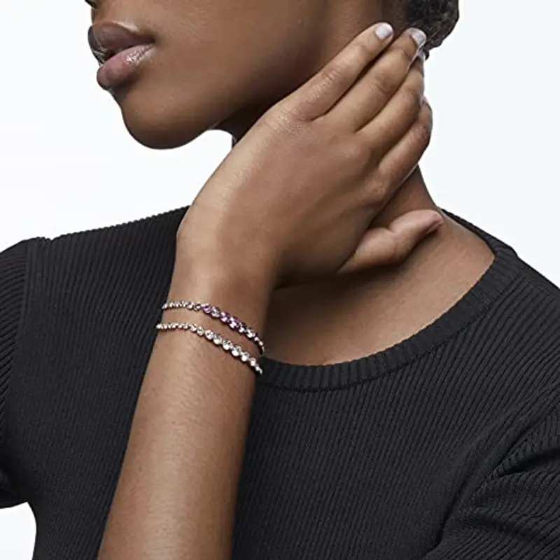 Swarovski Braccialetto Imber Emily, Tagli arrotondati misti, Blu, Placcato rodio miniatura 2