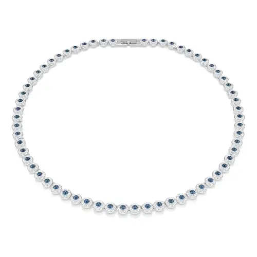 Swarovski Collana Tennis Una Angelic, Taglio Round, Blu, Placcato rodio