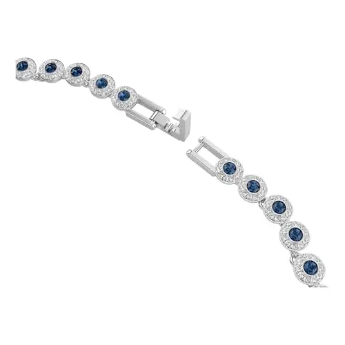Swarovski Collana Tennis Una Angelic, Taglio Round, Blu, Placcato rodio miniatura 3