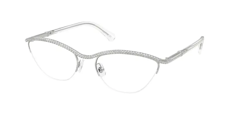 Swarovski Donna SK1026 4001 Montature da vista Metallo Argento Trasparente Rotonda Normale